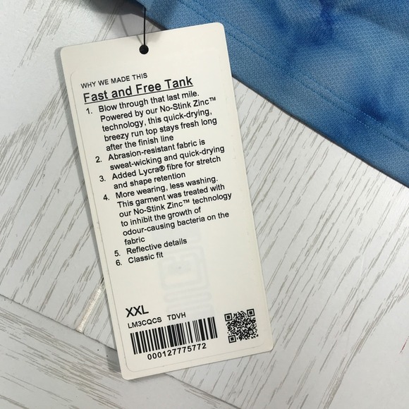 New Lululemon Fast and Free Tank Top Men XXL Blue Tie Dye Reflective Anti Odor - Picture 8 of 12